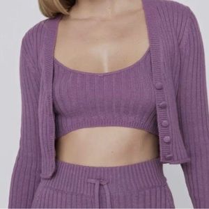 Rib Knit Cardigan/Tank Set Co-Ord